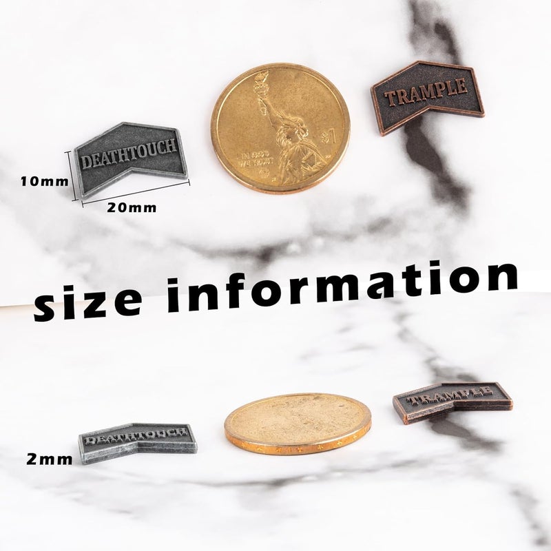 LAMJAM 36 Pieces Magic The Gathering Antique Metal Token Counter MTG Keyword Counters Creature Stats Buff Tokens for CCG Card Gaming Accessories - Image 2